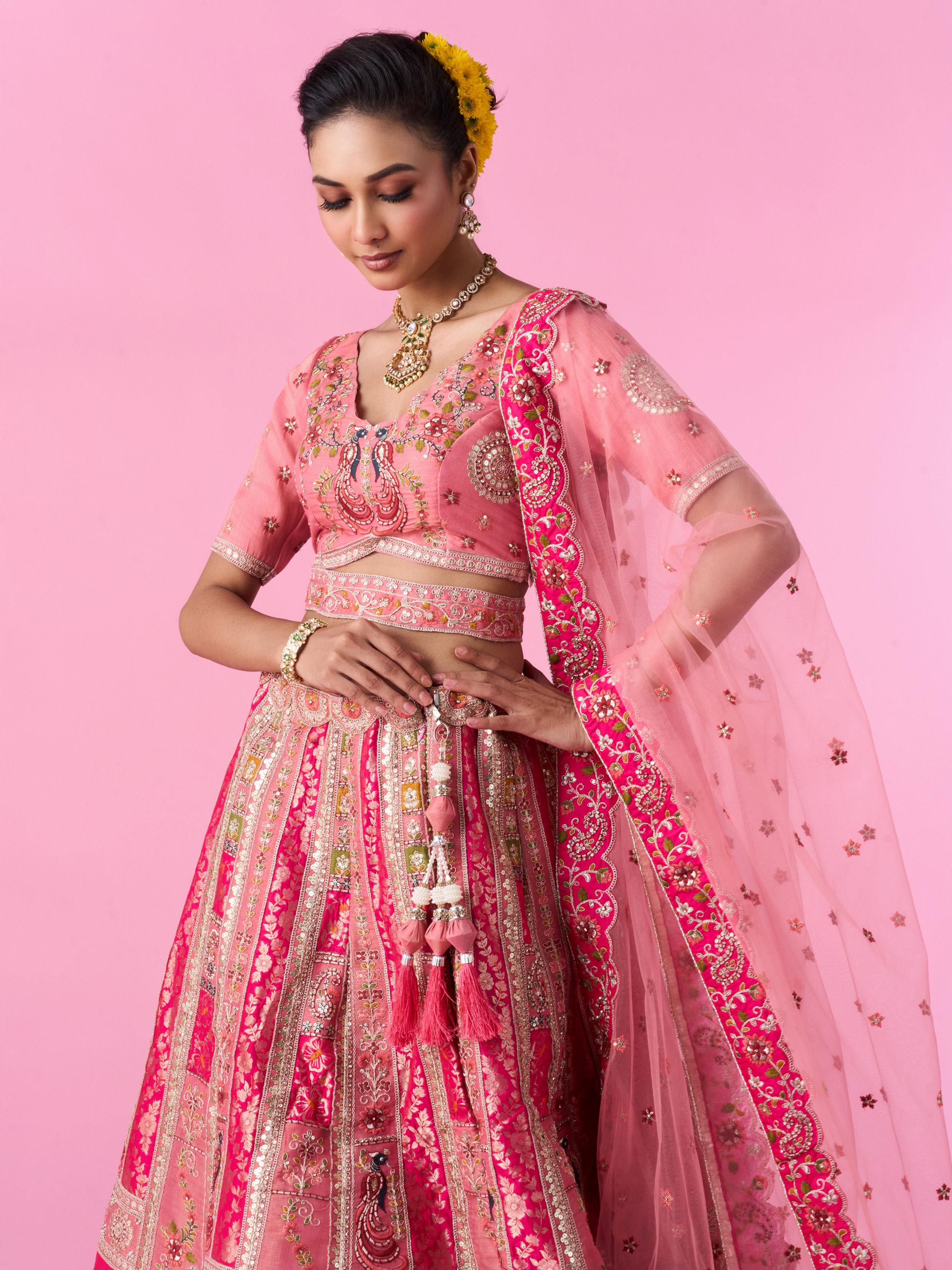 Mohey Women Grandiose Pink Brilliance Lehenga