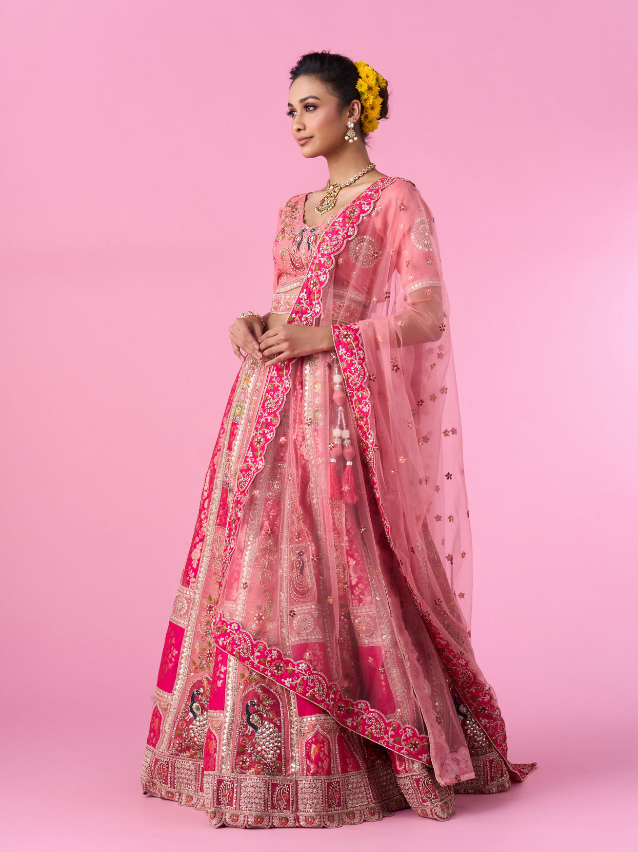 Mohey Women Grandiose Pink Brilliance Lehenga