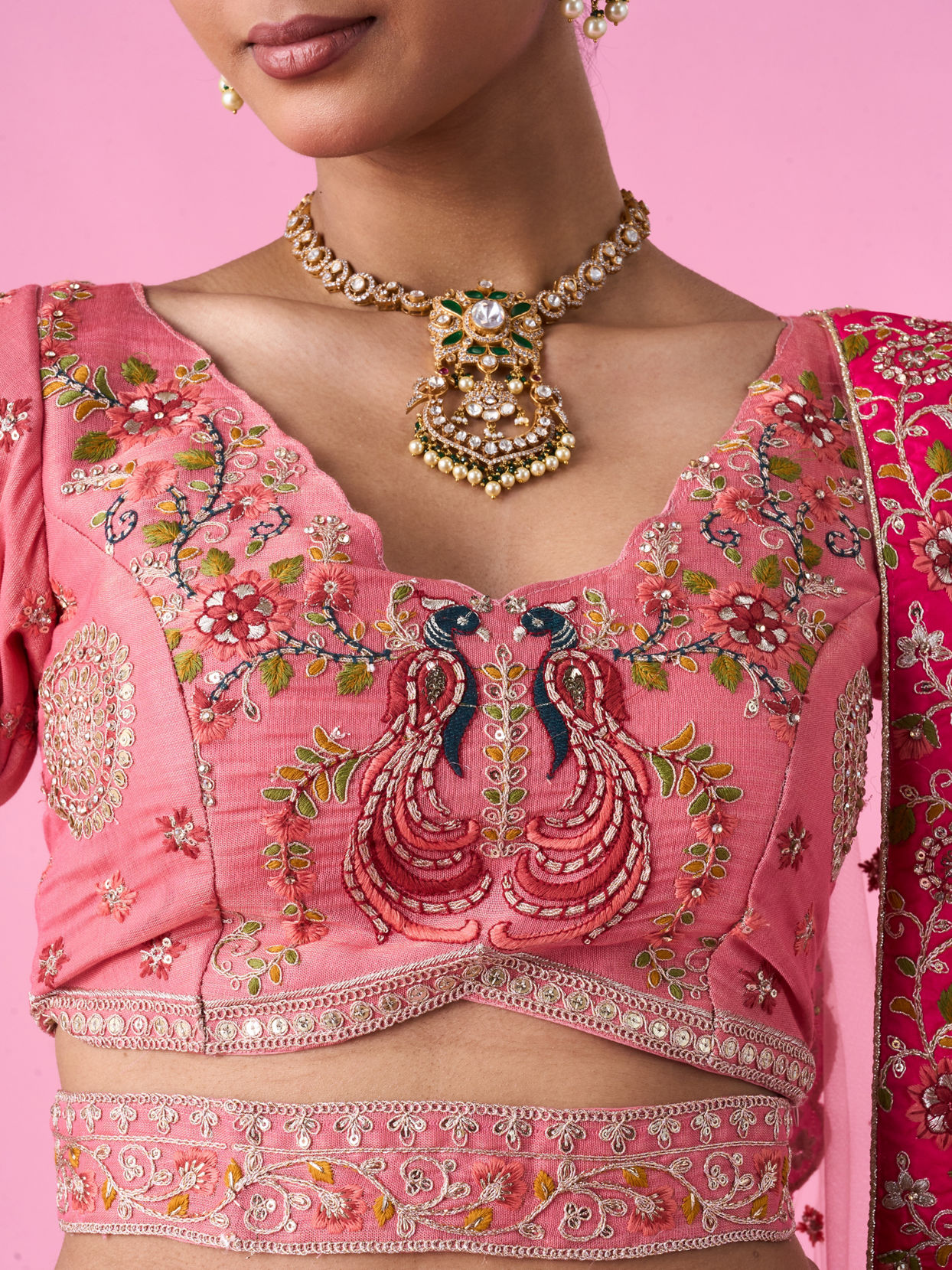 Mohey Women Grandiose Pink Brilliance Lehenga