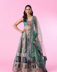 Mohey Women Emerald Elegance Lehenga