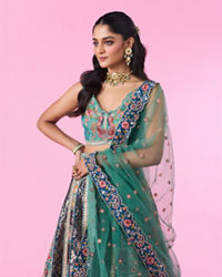 Mohey Women Emerald Elegance Lehenga
