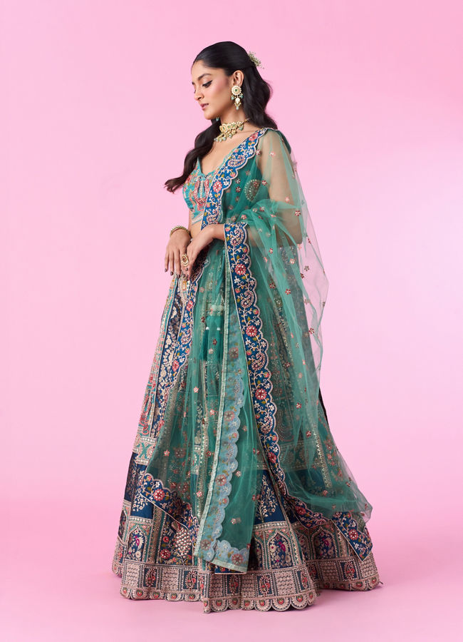 Mohey Women Emerald Elegance Lehenga