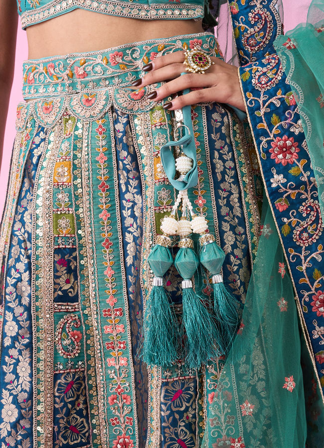 Mohey Women Emerald Elegance Lehenga