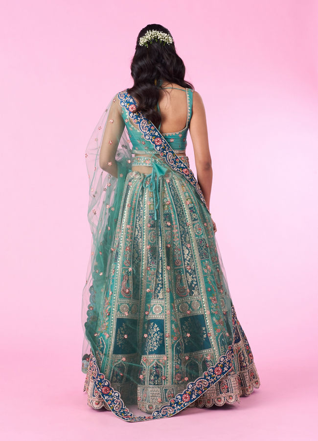 Mohey Women Emerald Elegance Lehenga