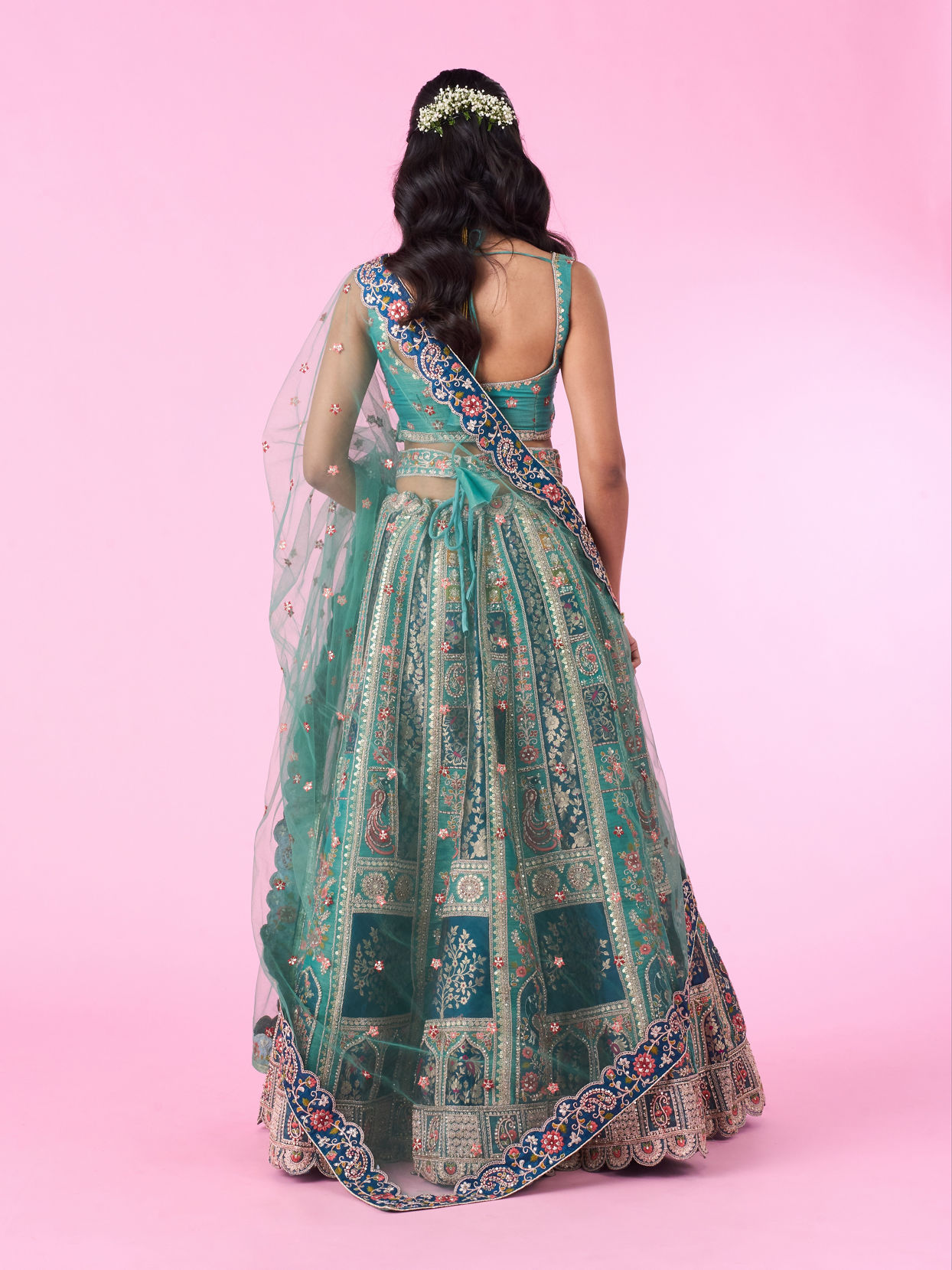 Mohey Women Emerald Elegance Lehenga
