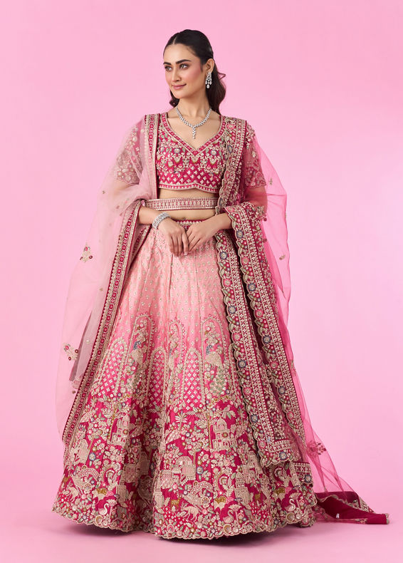 Mohey Women Pink Radiance Bridal Lehenga