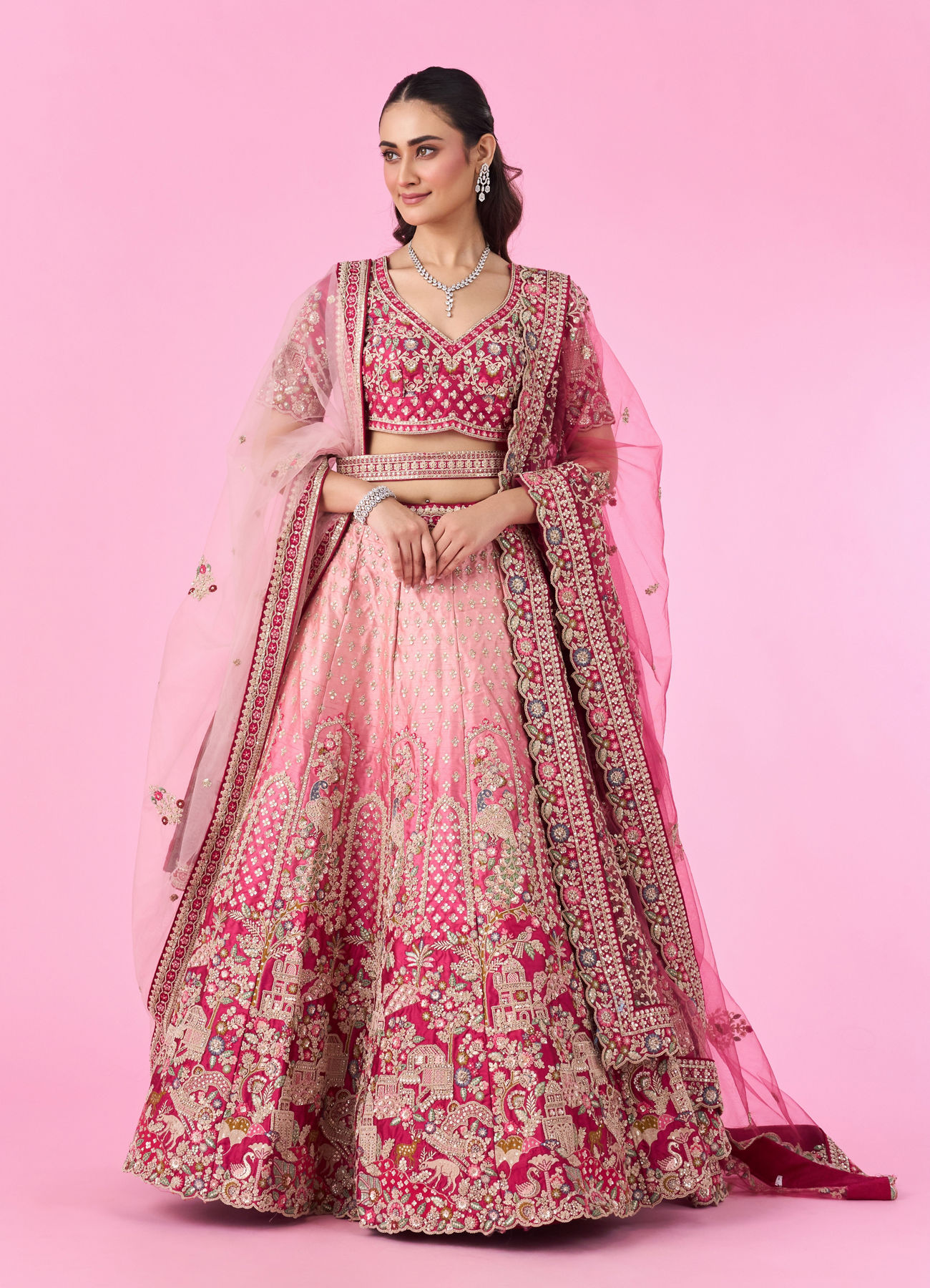 Mohey Women Pink Radiance Bridal Lehenga