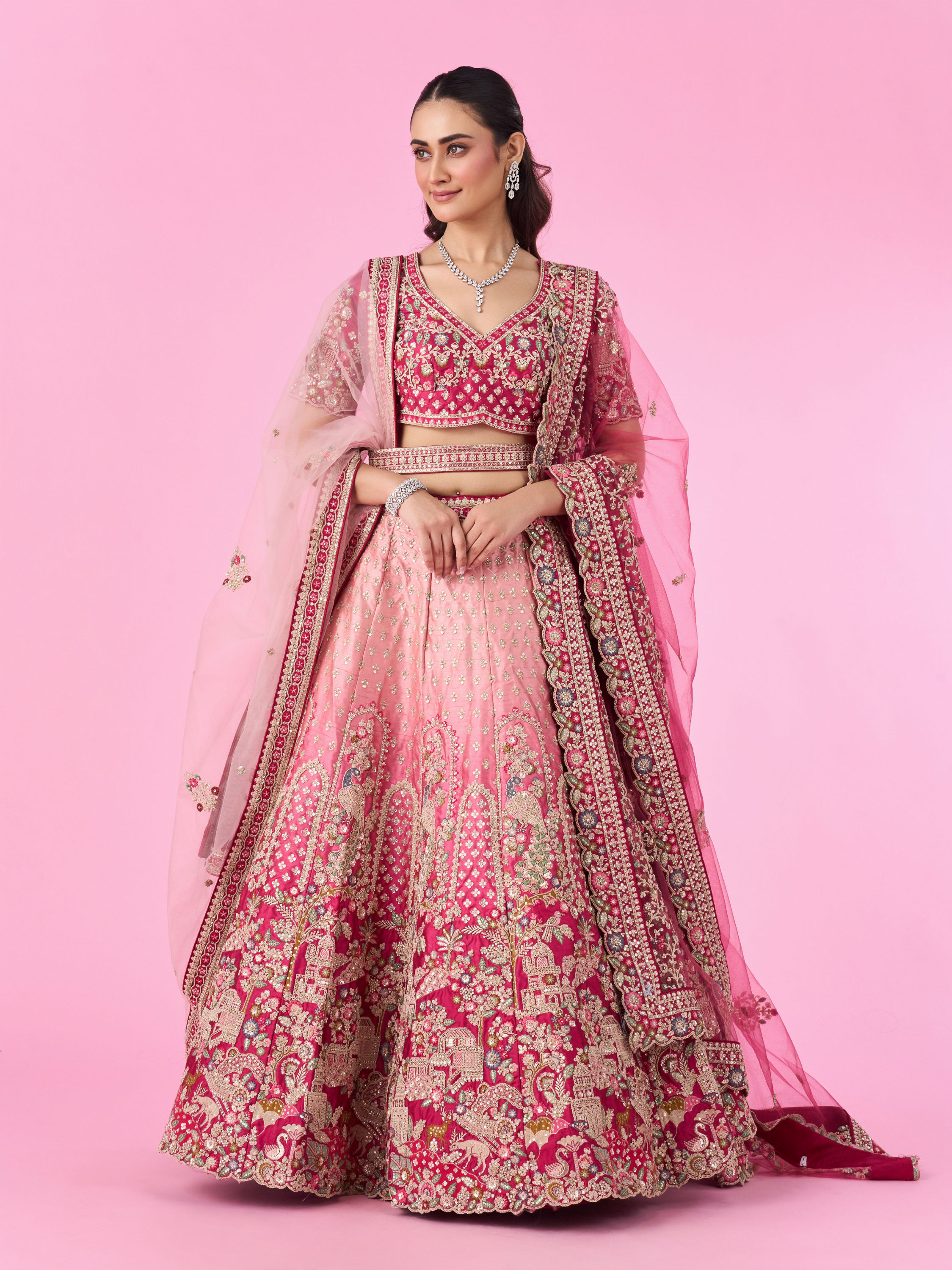 Mohey Women Pink Radiance Bridal Lehenga