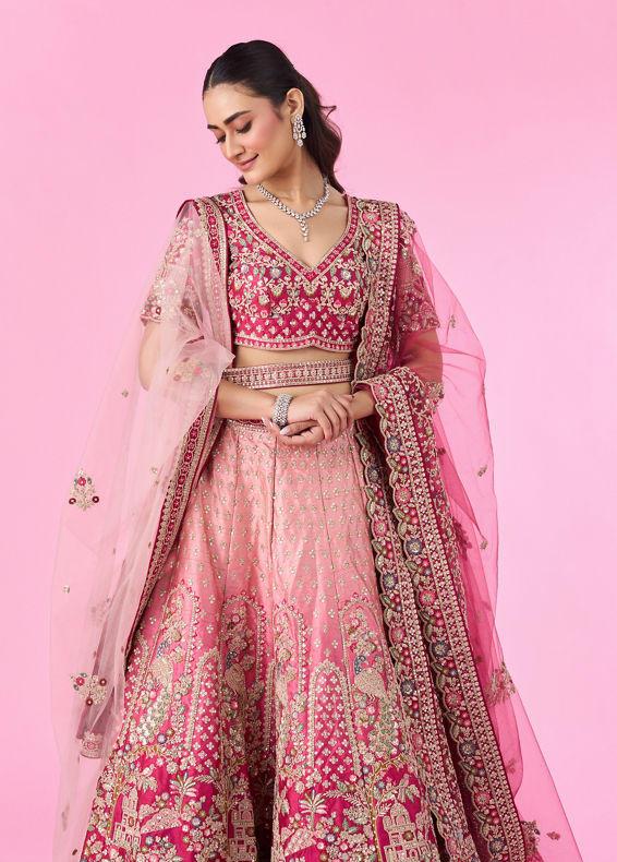 Mohey Women Pink Radiance Bridal Lehenga