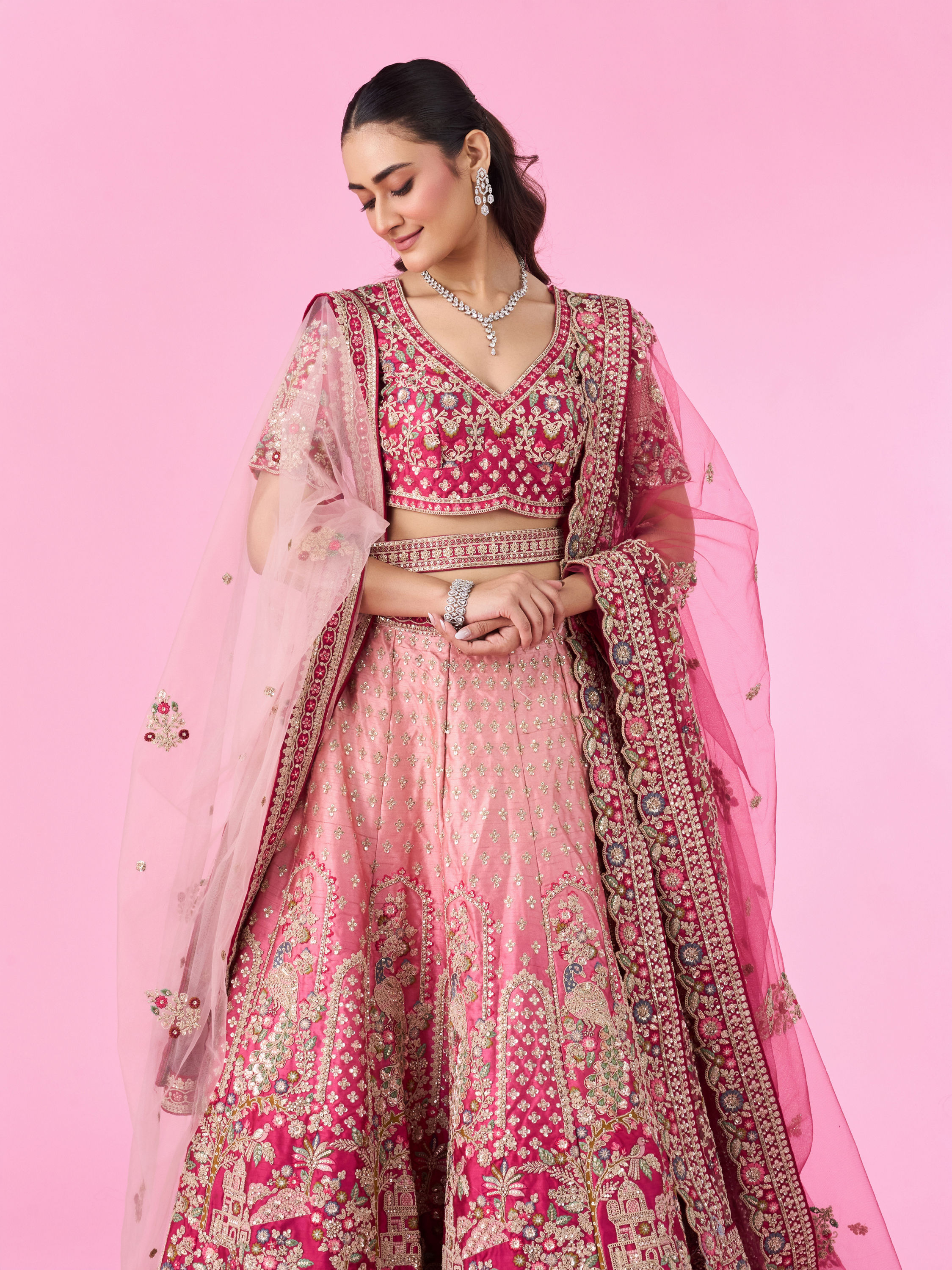 Mohey Women Pink Radiance Bridal Lehenga