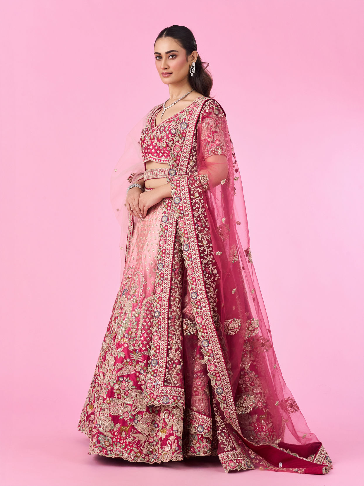 Mohey Women Pink Radiance Bridal Lehenga