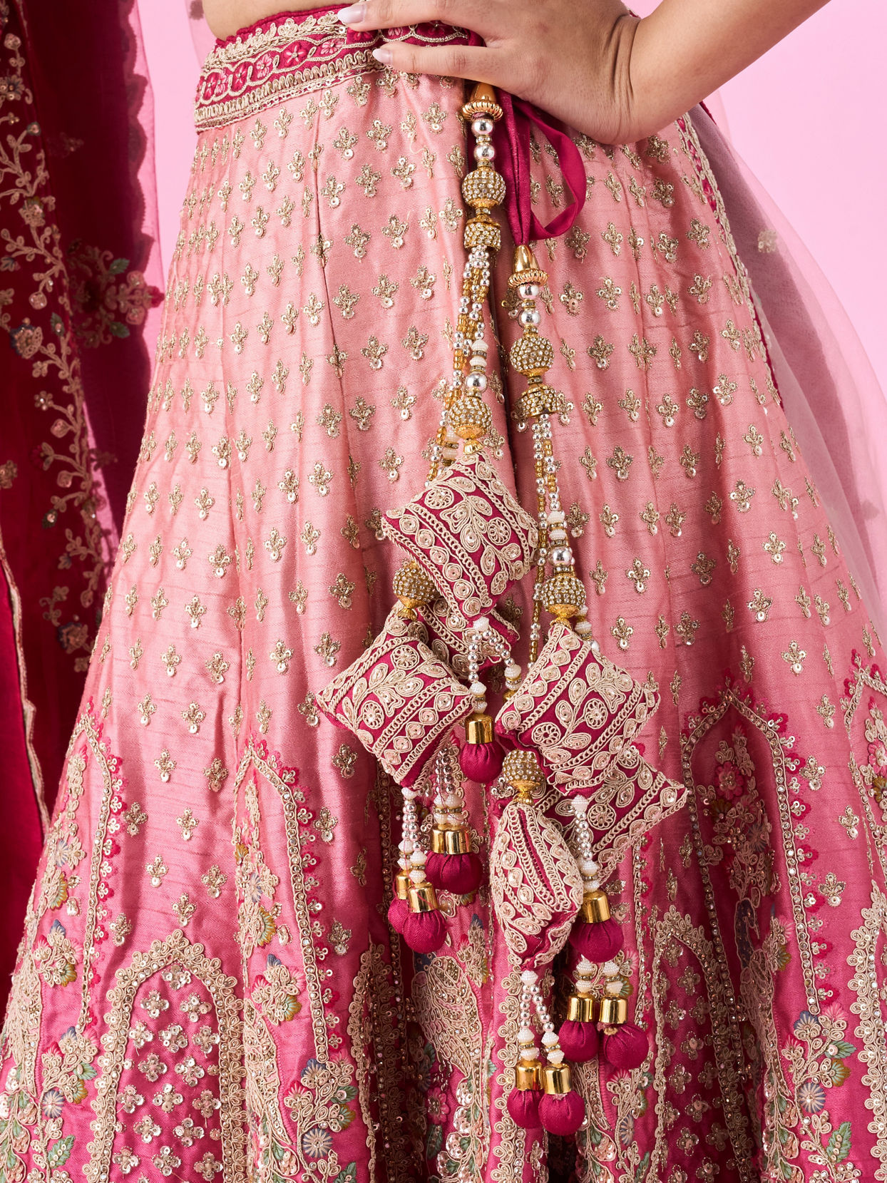 Mohey Women Pink Radiance Bridal Lehenga
