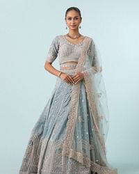 Mohey Women Light Blue Tissue Lehenga