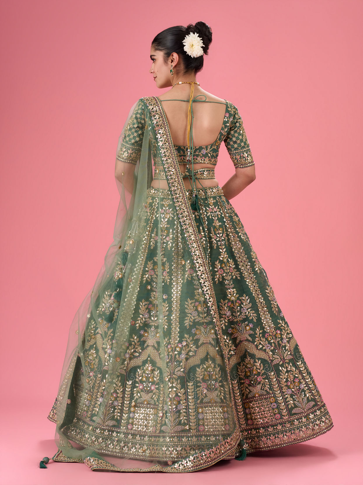 Mohey Women Emerald Radiance Lehenga