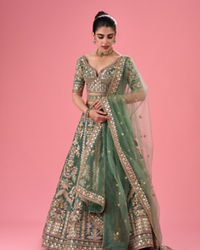 Mohey Women Emerald Radiance Lehenga