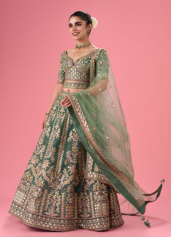 Mohey Women Emerald Radiance Lehenga