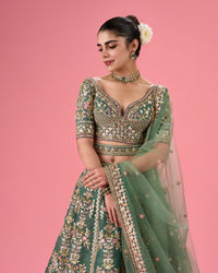 Mohey Women Emerald Radiance Lehenga