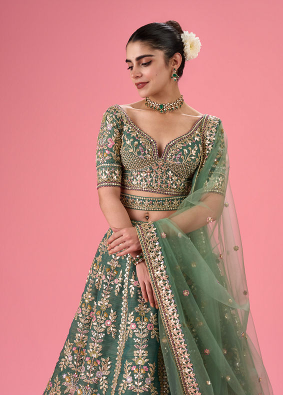 Mohey Women Emerald Radiance Lehenga