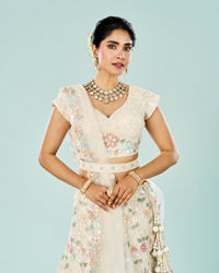 Mohey Women Classic Cream Majesty Semi Bridal Lehenga