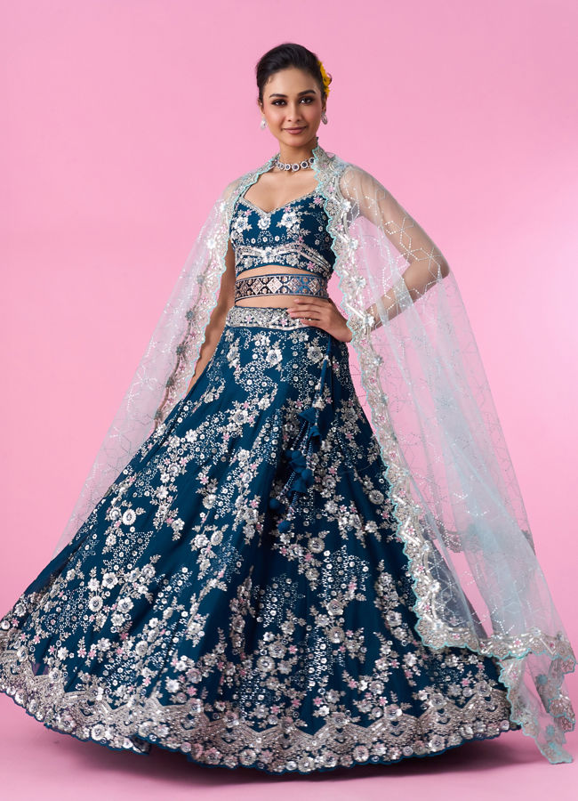 Mohey Women Enchanting Sky Blue Lehenga