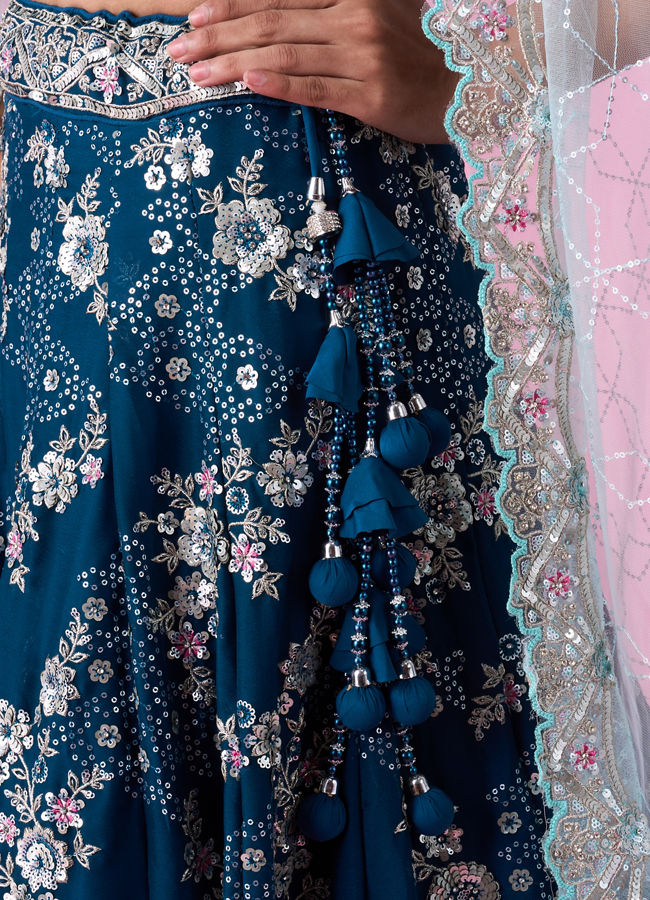 Mohey Women Enchanting Sky Blue Lehenga