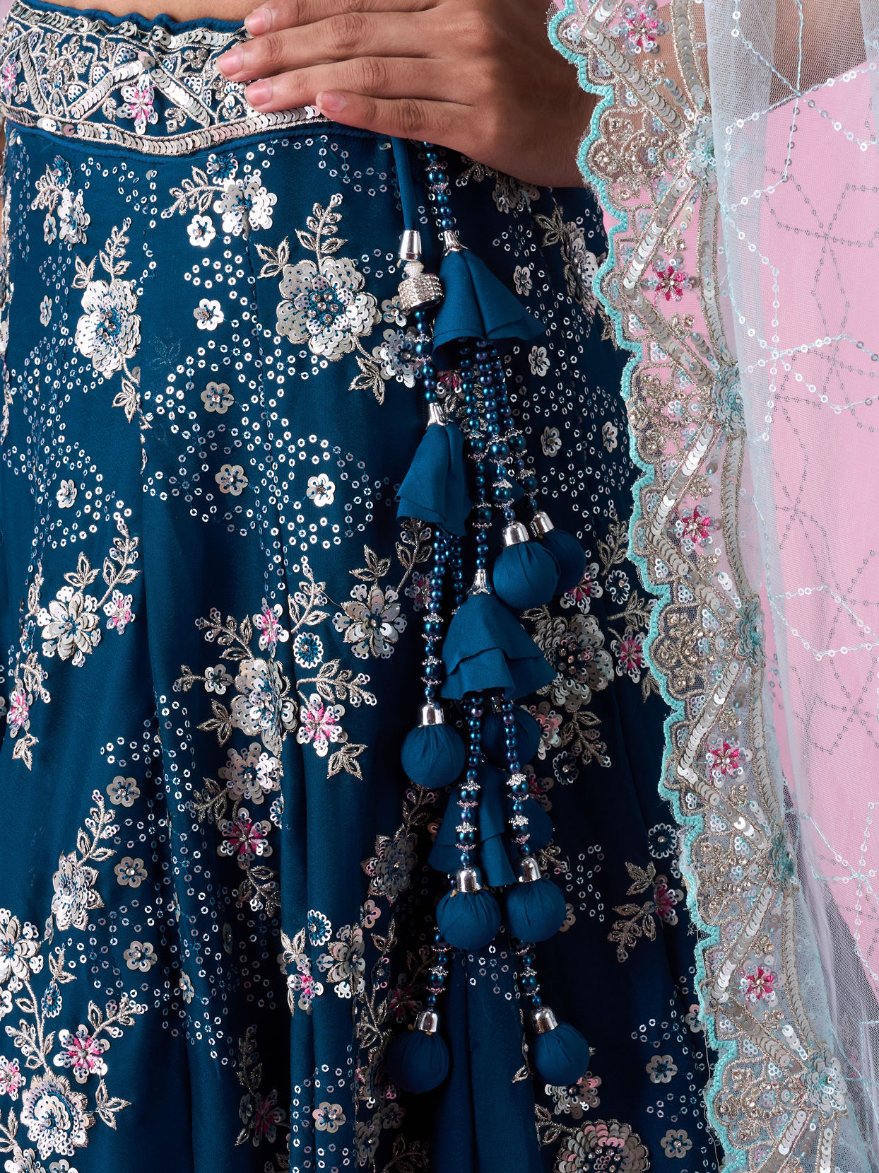 Mohey Women Enchanting Sky Blue Lehenga