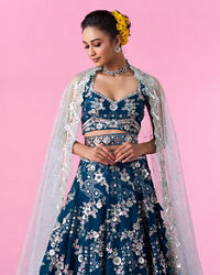 Mohey Women Enchanting Sky Blue Lehenga