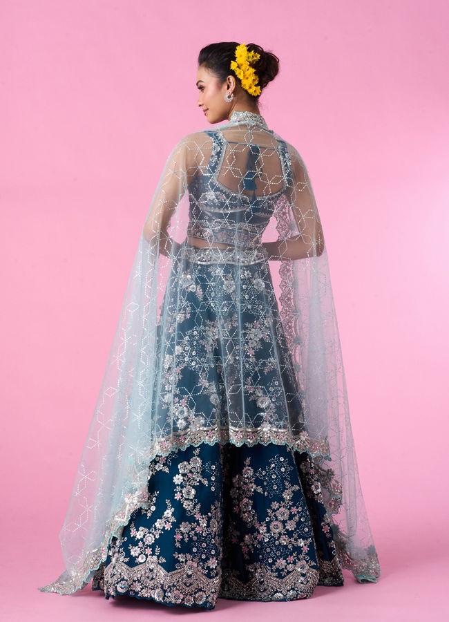Mohey Women Enchanting Sky Blue Lehenga