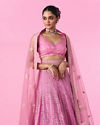 Mohey Women Elegant Pink Tissue Lehenga