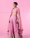 Mohey Women Elegant Pink Tissue Lehenga