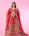 Regal Elegance Red Velvet Bridal Lehenga