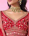 Mohey Women Regal Elegance Red Velvet Bridal Lehenga