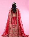 Mohey Women Regal Elegance Red Velvet Bridal Lehenga