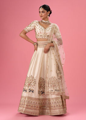 Mohey Women Cream Classic Lehenga