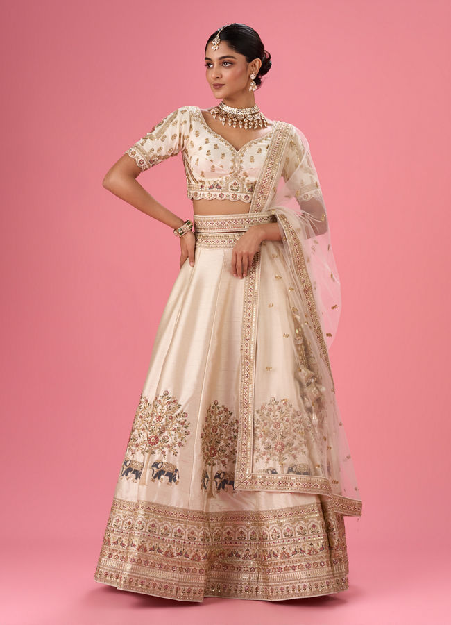 Mohey Women Cream Classic Lehenga
