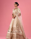 Mohey Women Cream Art Silk Classic Lehenga