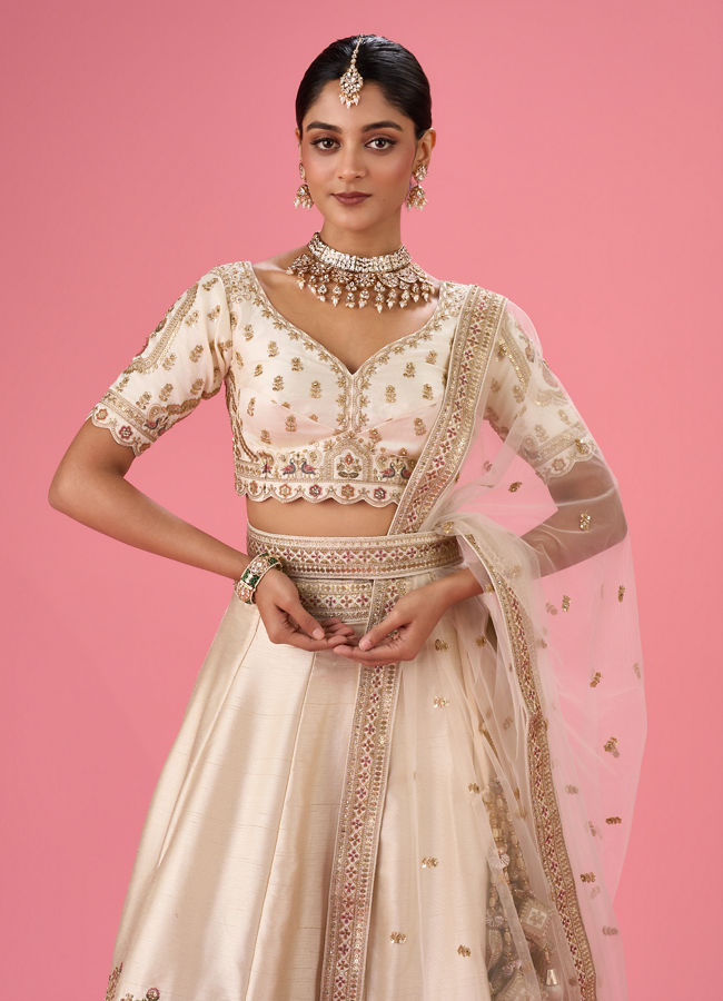 Mohey Women Cream Classic Lehenga