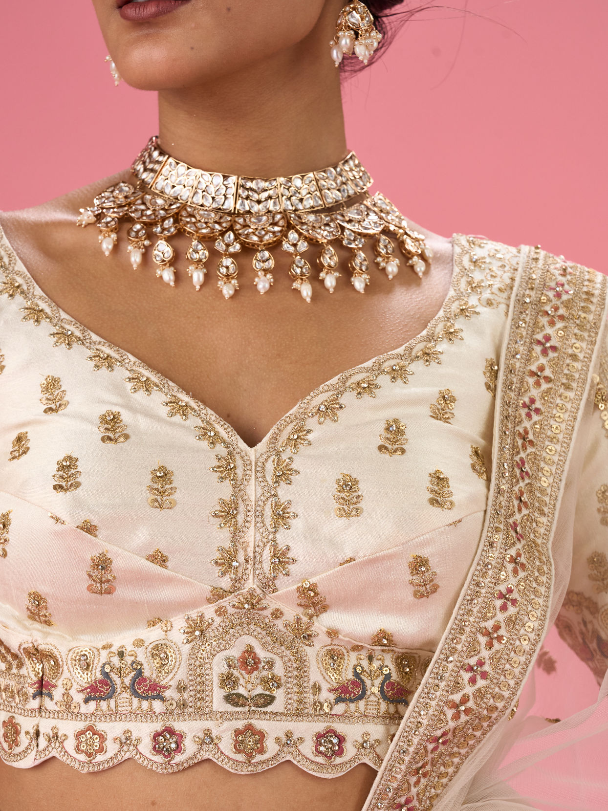 Mohey Women Cream Art Silk Classic Lehenga