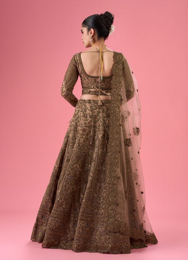 Mohey Women Elegant Fawn Bridal Lehenga