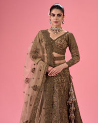 Mohey Women Elegant Fawn Bridal Lehenga