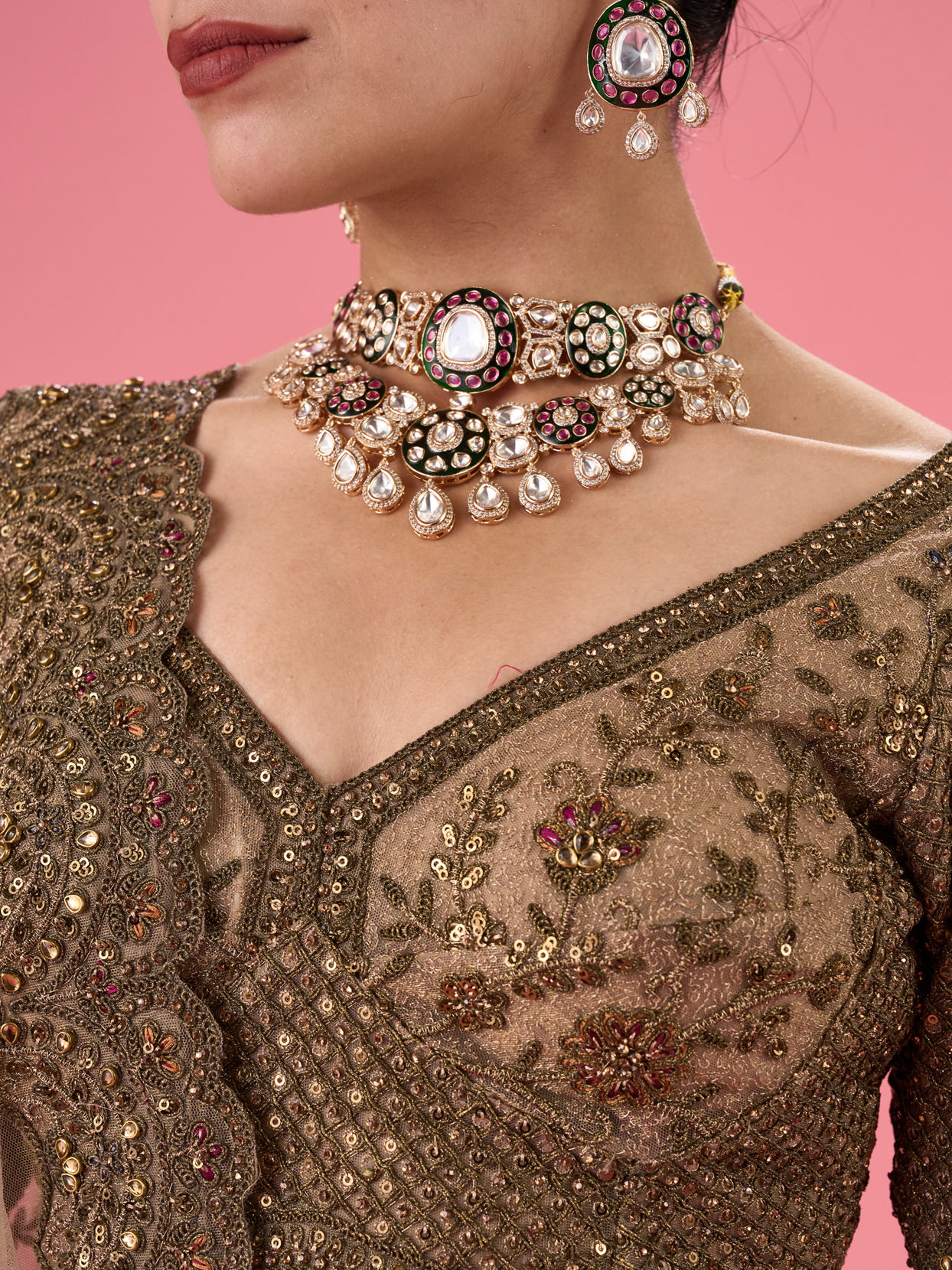 Mohey Women Elegant Fawn Bridal Lehenga