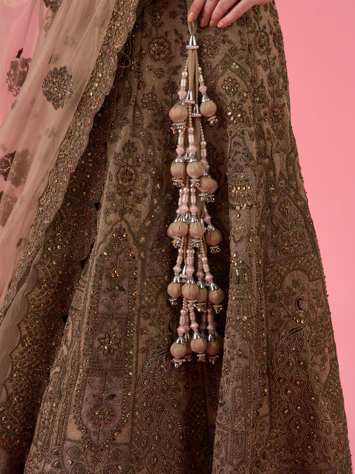 Mohey Women Elegant Fawn Bridal Lehenga