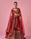 Mohey Women Red Art Silk Bridal Lehenga with Sequin Work