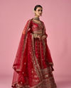 Mohey Women Red Art Silk Bridal Lehenga with Sequin Work
