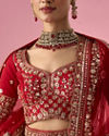 Mohey Women Red Art Silk Bridal Lehenga with Sequin Work