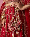 Mohey Women Red Art Silk Bridal Lehenga with Sequin Work