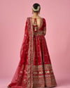 Mohey Women Red Art Silk Bridal Lehenga with Sequin Work