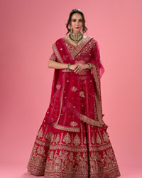 Mohey Women Pink Elegance Bridal Lehenga
