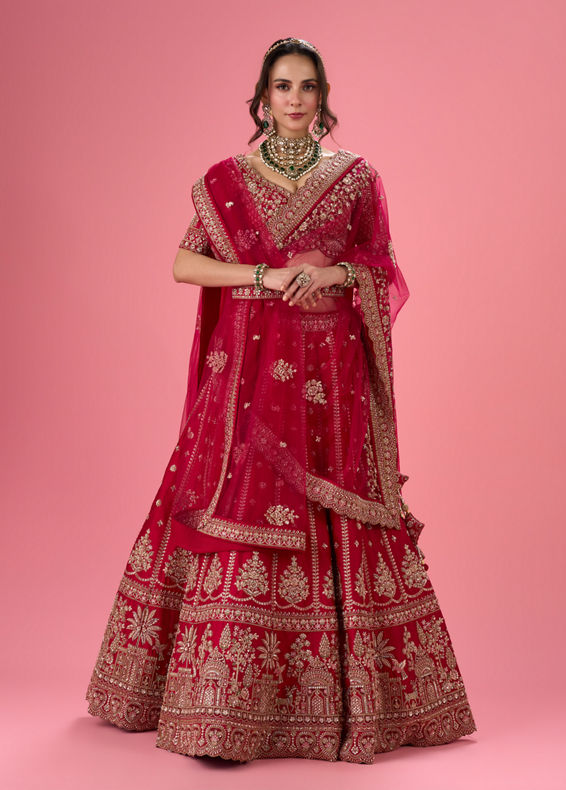 Mohey Women Pink Elegance Bridal Lehenga