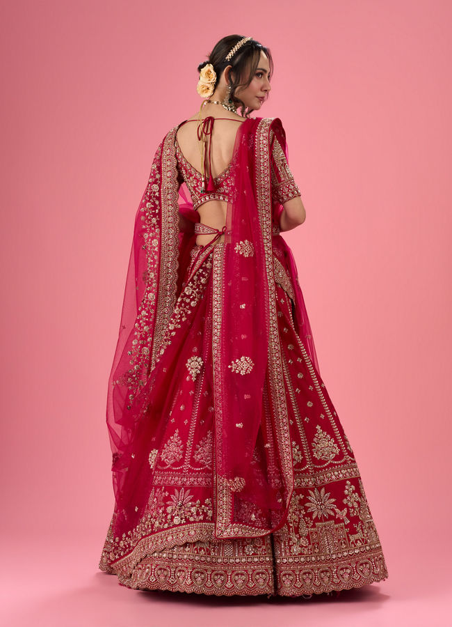 Mohey Women Pink Elegance Bridal Lehenga